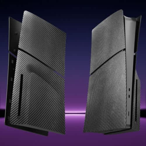 Cover Plates For PS5 Slim- Compatible with PlayStation 5 Slim Faceplate Carbon Fiber - Black - View 2