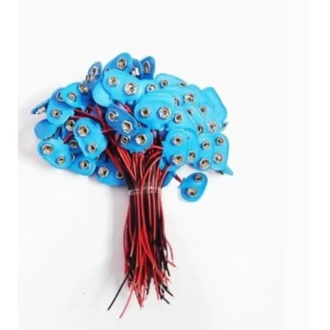 9v Battery Clip Connector Positive Negative Snap Lead Wire - 10 Pieces