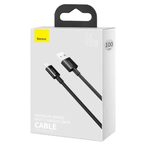 Baseus Superior Series 66w Fast Charging Usb To Type-c Data Cable (1m) - Black - View 3