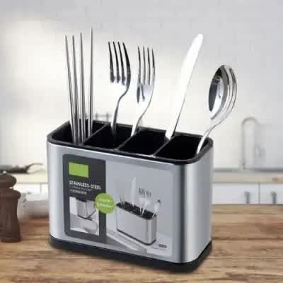 Portable Kitchen Stainless Cutlery Bucket Holder - View 3
