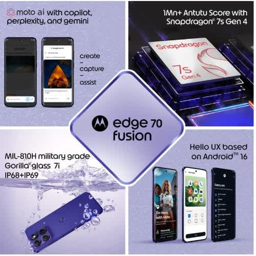 Edge 70 Fusion 5G - 6.78" - 256GB ROM - 12GB RAM - Nano SIM - Fingerprint - 5200mAh - Orient Blue - View 3