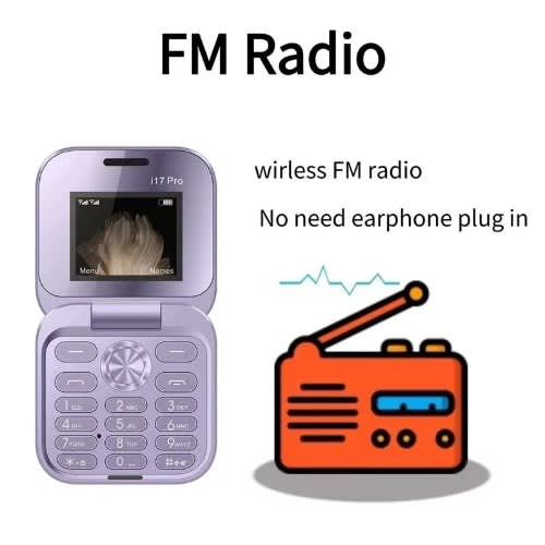 I17 Pro Mini Flip Phone With Fm Radio Magic Voice Blacklist Speed Dial Vibration - 4000mAh - Purple - View 4