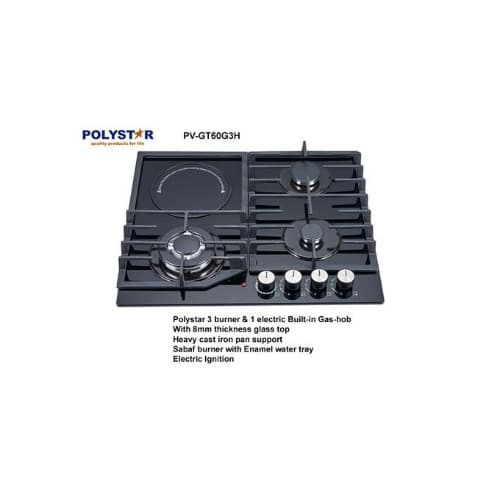 Digital Smoke Extractor Hood - 60cm + 4 Burner Hob - 3 Gas +1 Electric - View 3