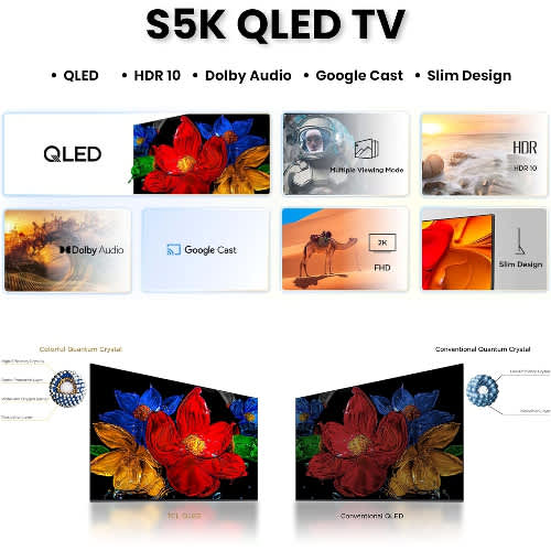 50" QLED Full HD Smart Google TV- 50s5k - 2025 Model - View 4