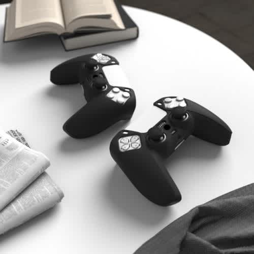 Anti-slip Silicone Cover Skin For Ps5 Controller With Black Thumb Grip Caps - View 4