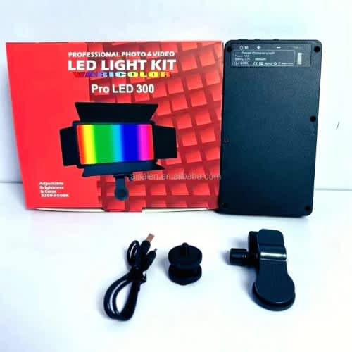 Pro Led 300 Rgb Video Light Kit – Adjustable Brightness Rechargeable Camera Phone Light - View 1