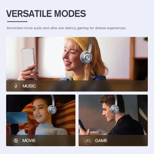 Retro Design Noise-cancelling Wireless Bluetooth 5.4 Headphone - Model Rb830hb Silver - View 6