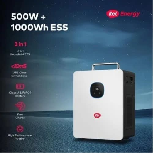 Itel Energy Power Tank 500w Inverter + 1kwh Lifepo4 Battery Solar Power Station