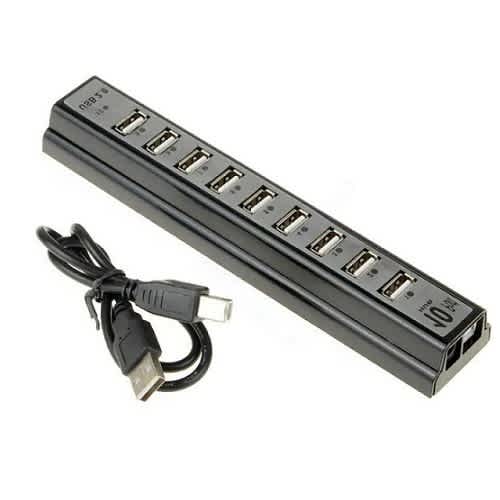 Usb Hub 2.0 With Adapter -10 Ports -480mbps