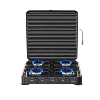4-burner Gas Stove - Cast Iron Burners Auto-ignition - Black - 8.8kw - View 3