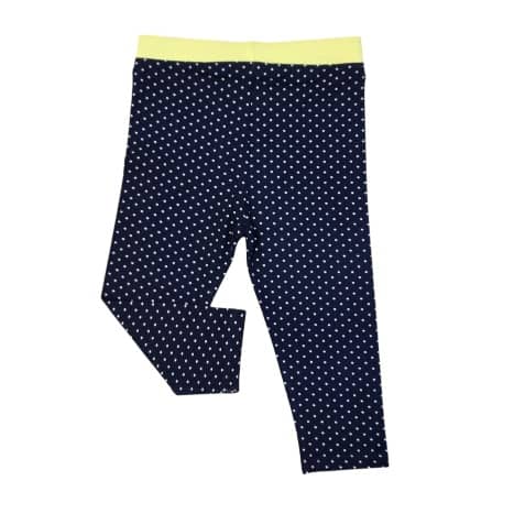 Girls Leggings Navy Blue & Neon Yellow - View 3