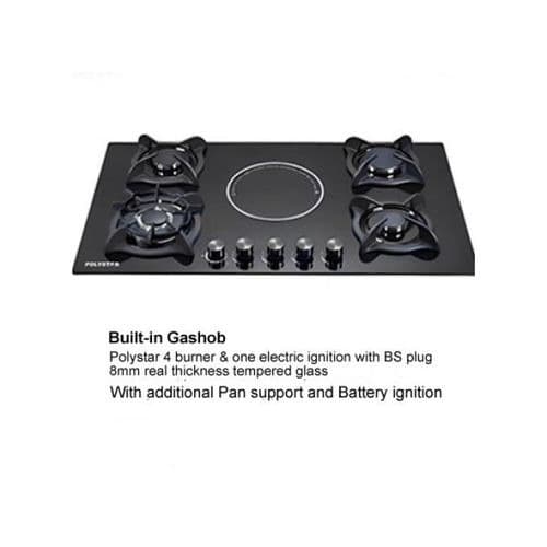 Polystar 4 Burner Gas +1 Electric Hotplate Built-in Cabinet Hob - View 2