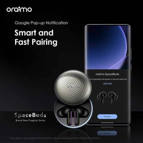 Spacebuds Hybrid Anc True Wireless Earbuds Customized Voice Prompt - Black - View 5
