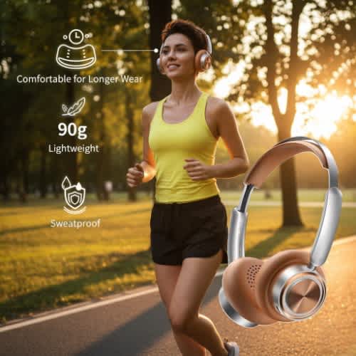 Bluetooth 5.4 Retro Headphone With 65hrs Battery & Noise Cancellation- rb-830bh- Brown - View 3