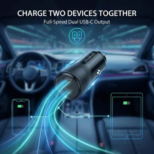 60w Type-c Dual Port Fast Car Charger – Black - View 2