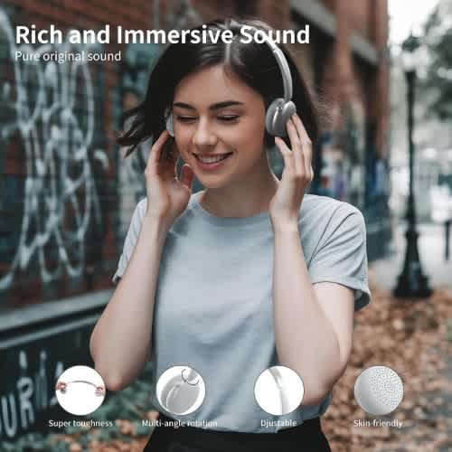 Retro Design Noise-cancelling Wireless Bluetooth 5.4 Headphone - Model Rb830hb Silver - View 7