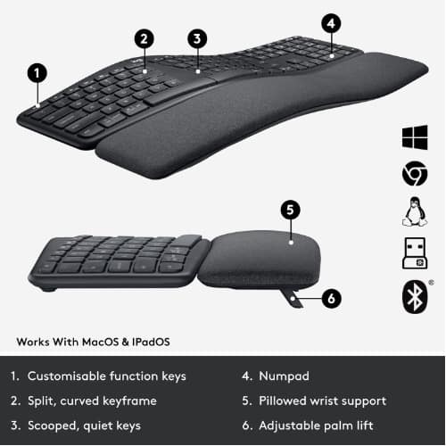 Ergo K860 Split Wireless Keyboard For Business Ergonomic Design - View 4