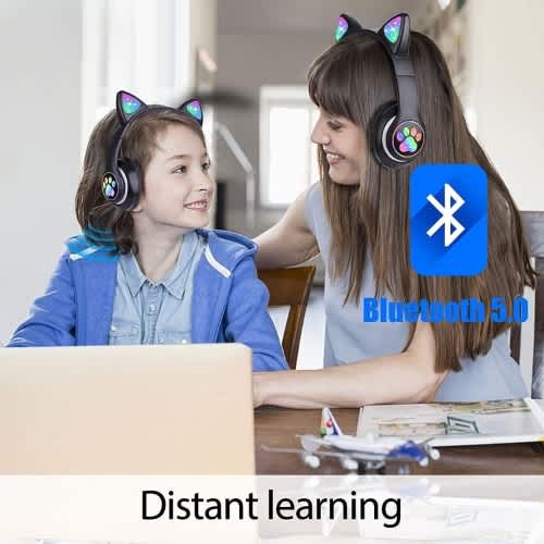Cat Wireless Headset With Rgb Light - Multi-purpose Stn-28 - Black - View 8