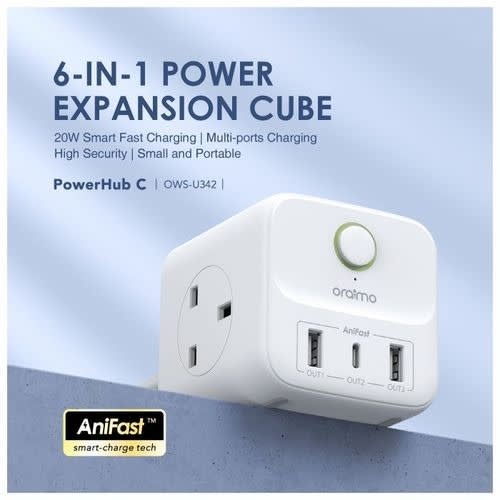 Oraimo Powerhub C 6-in-1 Power Expansion Cube Extension Charger 20w - View 1