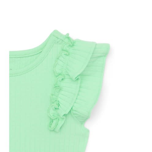 Toddler Girl Ruffle Sleeve Rib Top - Green - View 3