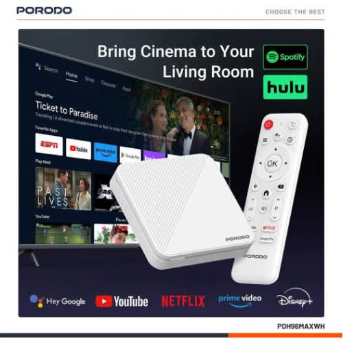 Porodo Echobox Android Tv Box, 4k Ultra Hd Streaming Media Player, - View 3