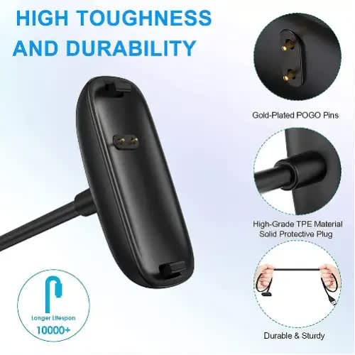 Replacement USB Charging Cable For Fitbit Inspire 3 Smartwatch - Black - View 5