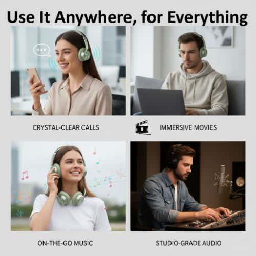 Retro Design Noise-cancelling Wireless Bluetooth 5.4 Headphone - Model Rb830hb Green - View 6