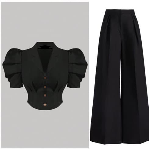 Corporate Crop Top And Trouser Set - View 1