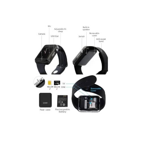 A1 Phone Smart Watch With Sim And Memory Card Slots – Black - View 7
