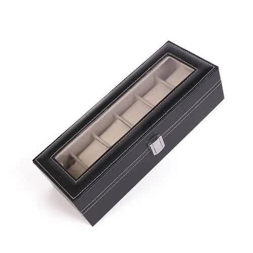6 Slot Watch Box Wooden Display Case Organizer Jewelry Storage - View 3