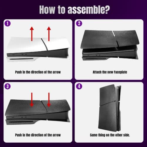 Cover Plates For PS5 Slim- Compatible with PlayStation 5 Slim Faceplate Carbon Fiber - Black - View 5