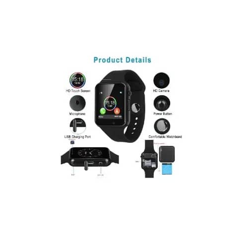 A1 Phone Smart Watch With Sim And Memory Card Slots – Black - View 5