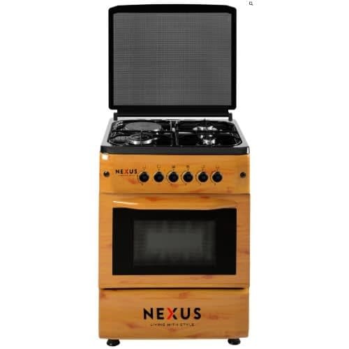 3 Gas 1 Electric Gas Cooker Wooden Finished With Oven & Grill Nx-6004 - 60x60CM - View 3