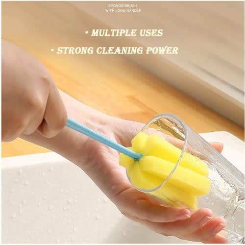 Sponge Brush For Bottles - Red - Wine Glass - Glass Bottle Cleaning Tools-1pc - View 2