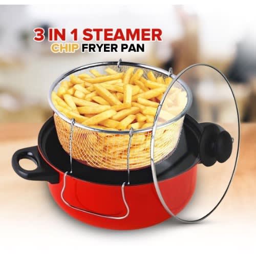 3 In 1 Non-stick Cooker, Steamer And Fryer-26cm