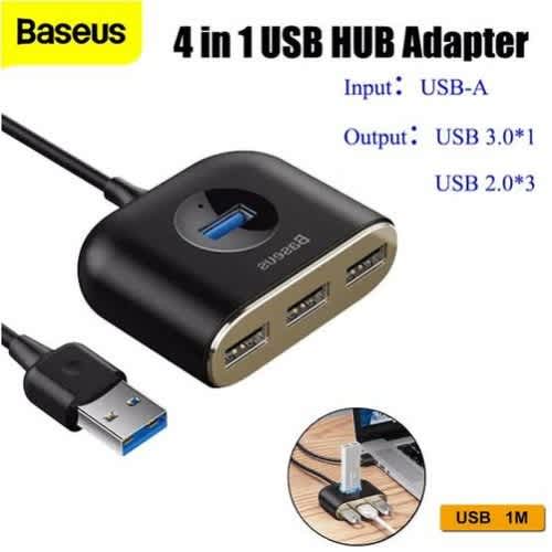 Baseus Square Round 4-in-1 Usb Hub Adapte-black - View 3