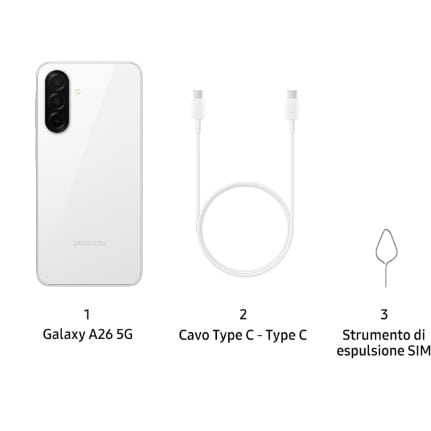 Galaxy A26 5G - 6.7" - 256GB ROM - 8GB RAM - Dual SIM - Fingerprint - 5000mAh - White - View 3