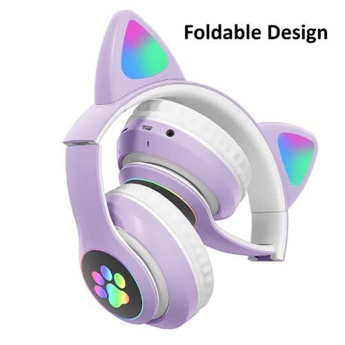 Cat Design Wireless Headphones With Led Lights - Model Stn28 Lilac Purple - View 7