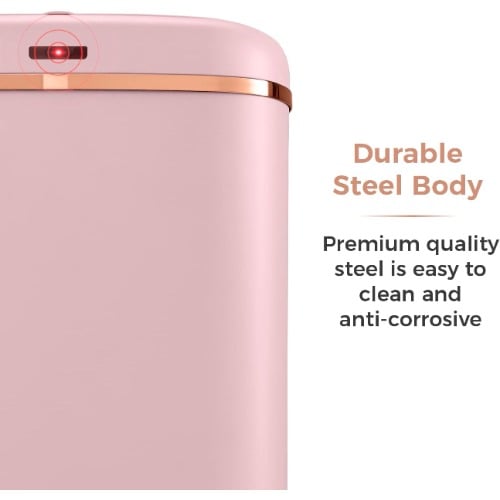 Tower Cavaletto Square Sensor Bin - Pink And Rose Gold - 58L - View 7