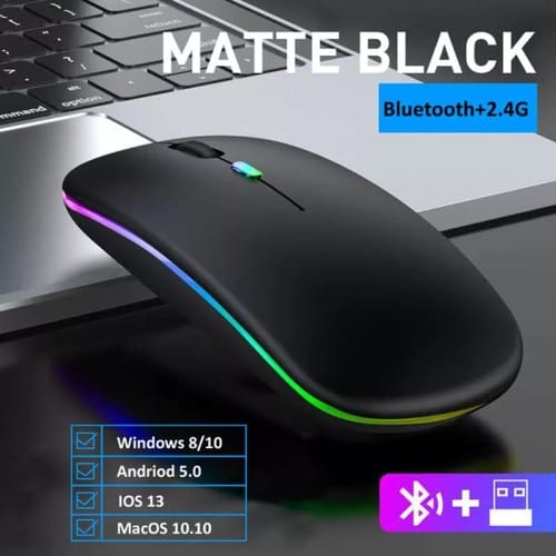 Wireless Rechargeable Gaming Mouse- Black - View 2