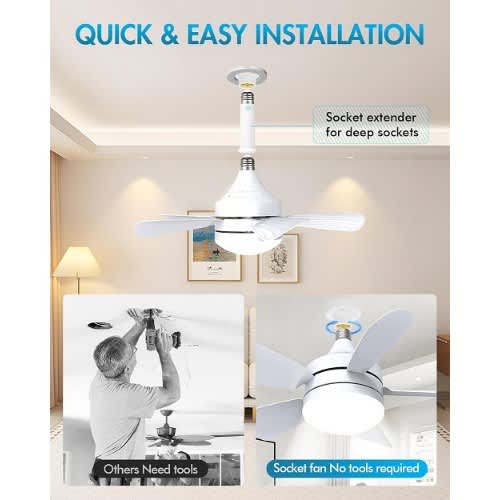 Rotating Socket Mount Led Light Ceiling Fan With Remote - 1000 Lumens - View 2