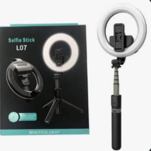 L07 Bluetooth Selfie Stick Tripod With Ring Light & Remote Control - View 2