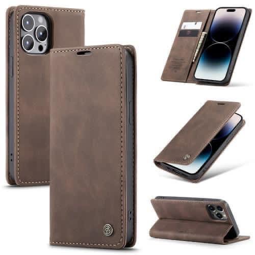 Leather Flip Case For Iphone 16 Pro Max - Brown - View 3