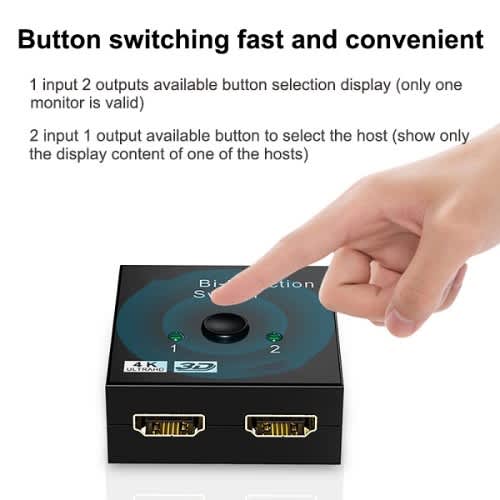 Hdtv/hdmi Bi-directional Switch 2x1 / 1x2 Splitter Switch – 4k Ultra Hd, 3d, Plug & Play - View 6