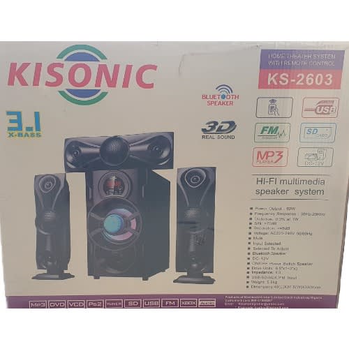 Kisonic Ks-2603 3.1 Channel Bluetooth Home Theater System 60w – Hi-fi Multimedia Speaker - View 2