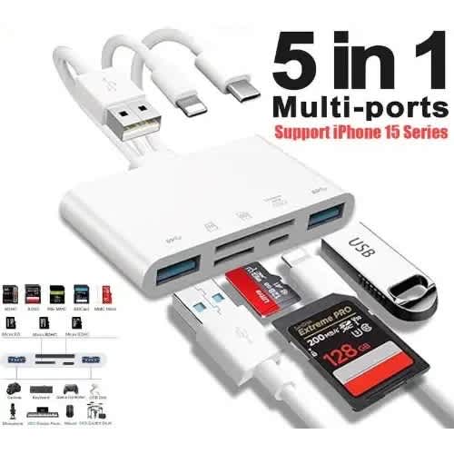 5-in-1 Lightning Type-c & Usb A Multi-function Card Reader