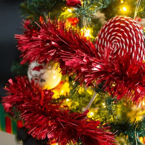Christmas Tinsel - 2m - Red - View 3