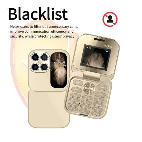 Foldable I17 Pro Mini Mobile Phone With Fm Radio - 4000mAh - Gold - View 5