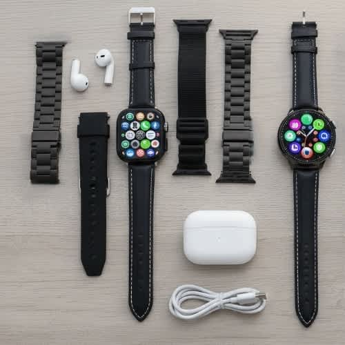 I80 Suit Extreme - 2 Smartwatches + Wireless Earbuds + 7 Straps - 10-in-1 Gift Set - View 1