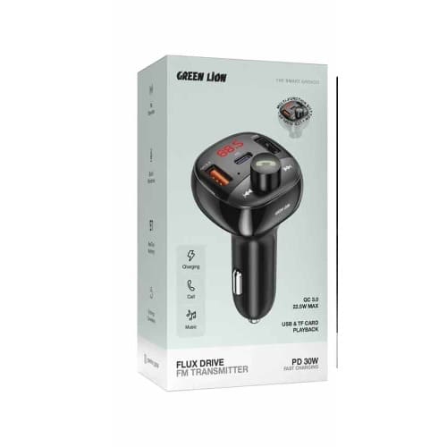 Green Lion Flux Drive Fm Transmitter Car Charger Pd 30w - Black - View 3